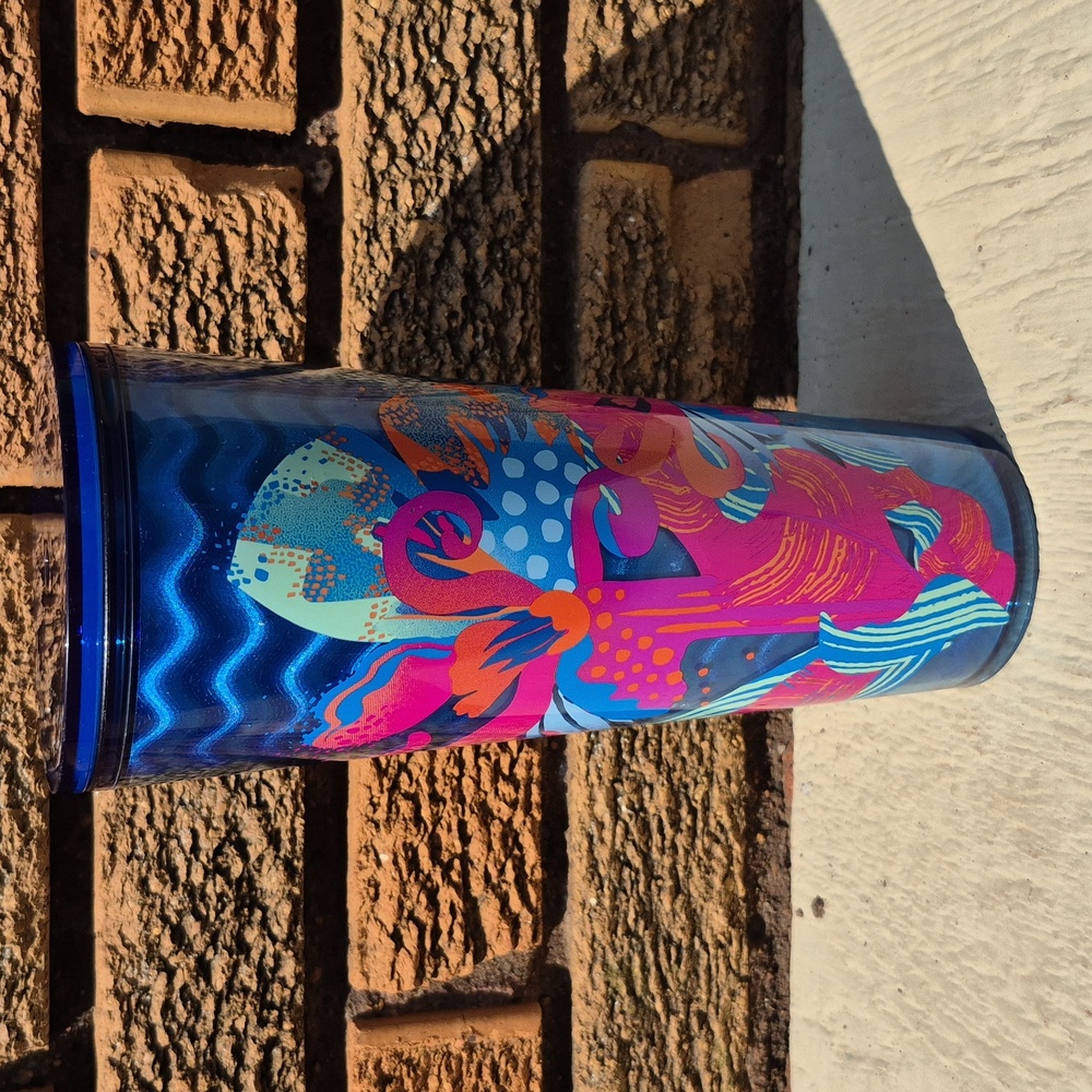 Starbucks Blue Waves 24oz Tumbler Pre-owned No Straw Minor Surface Scratches